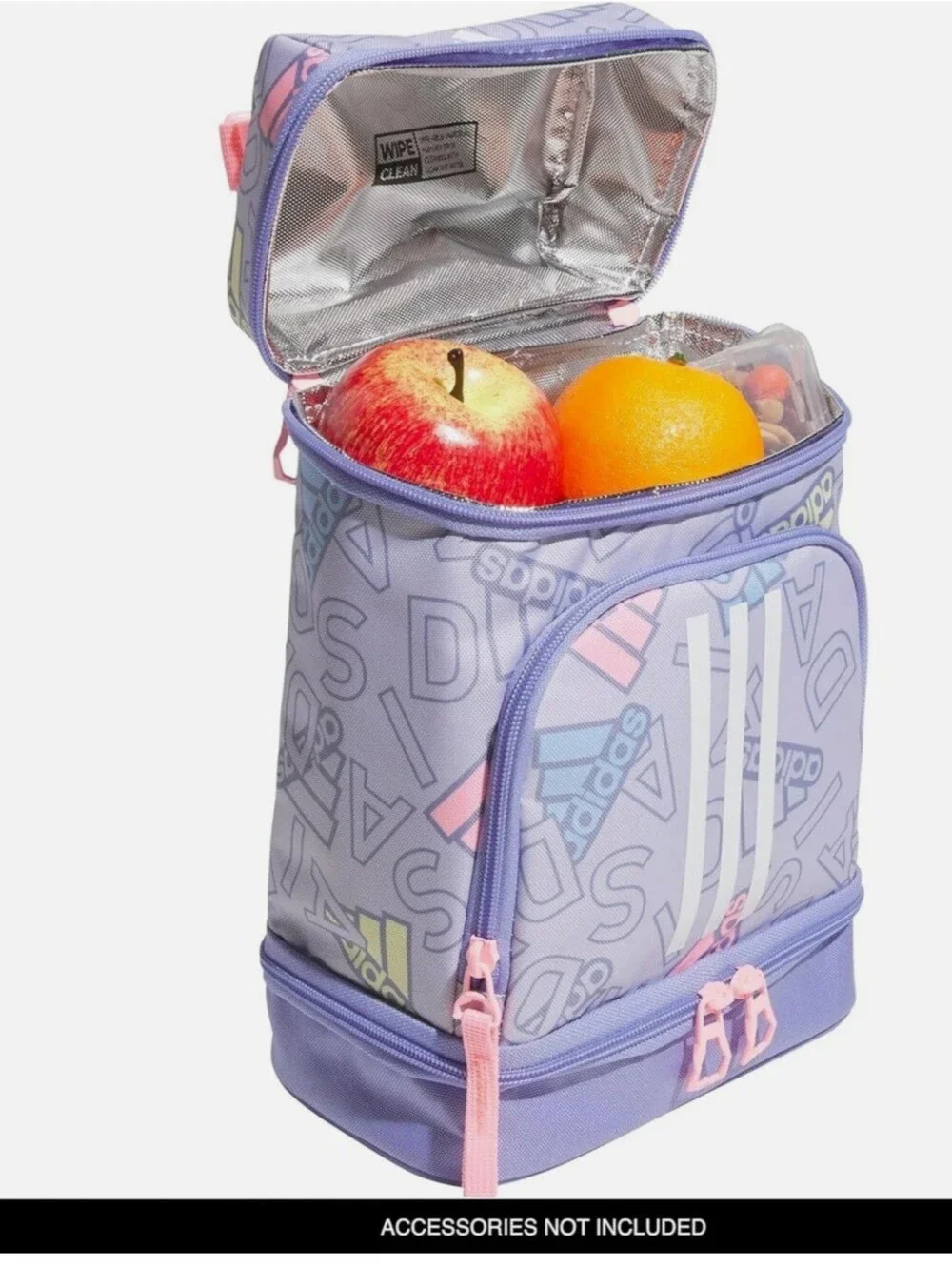 * Adidas Excel 2 Insulated Lunch School Office Zipper Tote Bag Purple/Pink